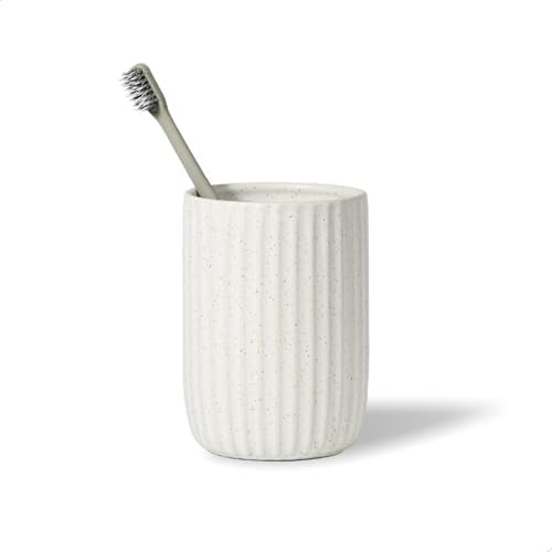Elegant Design Speckled Matte White Ceramic Toothbrush Holder