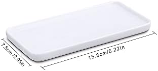 LandHope Ceramic Vanity Tray Small Rectangle White