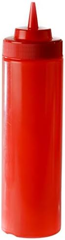 24-Piece Red Plastic Condiment Squeeze Bottles - BPA-Free Reusable and Durable