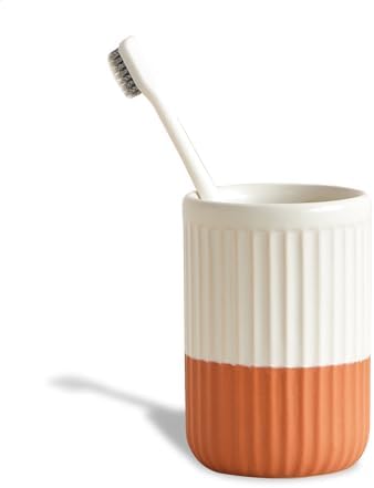Elegant Two-Tone Ceramic Toothbrush and Organizer Holder