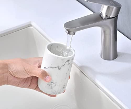 Rzoeox Premium Marble Bath Tumbler Cup Resin with White Marble Look