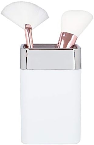 Stylish 10 oz Square Matte White with Chrome Trim Resistant Plastic Bathroom Cup