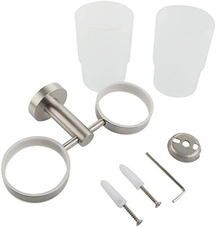 Double Toothbrush Holder Stainless Steel Wall-Mounted Organizer for Bathrooms