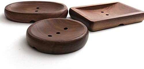 Natural Wooden Soap Dish Black walnut bar soap holder with draining tray