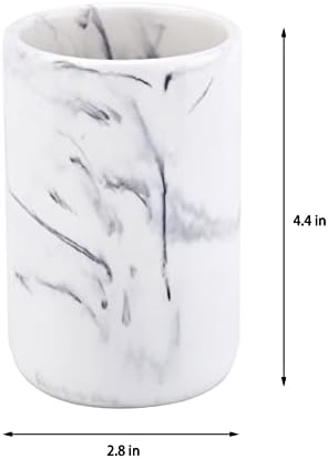 Rzoeox Premium Marble Bath Tumbler Cup Resin with White Marble Look