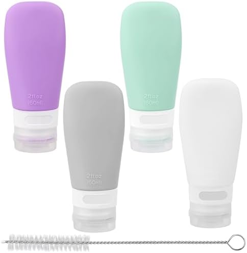 4-Piece Set of Silicone Condiment Squeeze Bottles for Lunch Boxes