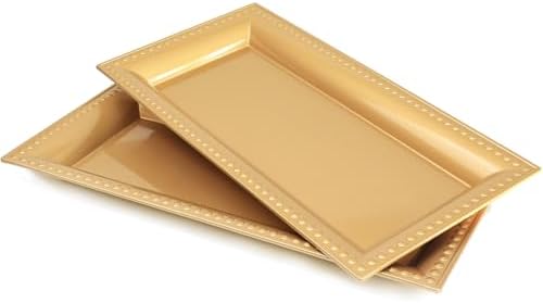 Versatile 2-Pack Gold Bathroom Vanity Tray for Organization