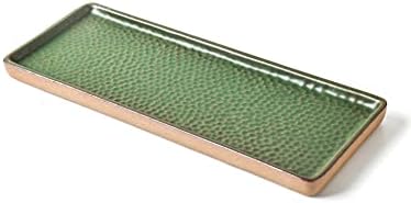 GaLouRo Vanity Tray with Brown Trim Premium Stoneware for Bath Organization