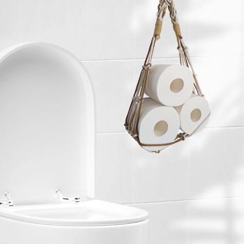 Stylish Brown White Wall Hanging Toilet Paper Organizer