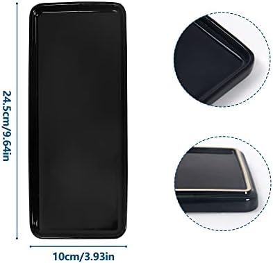 Floatant Small Black Ceramic Vanity Tray for Bathroom Bedroom Large