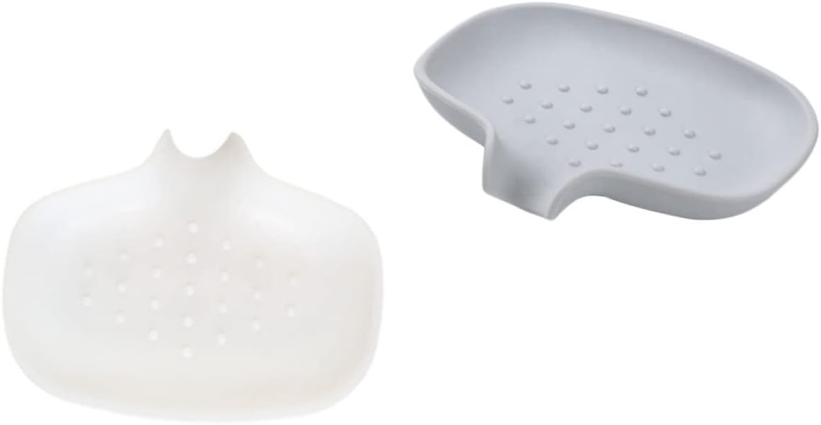 Perfect 2pcs WhiteGray Draining Soap Disk for Bathroom Kitchen Storage