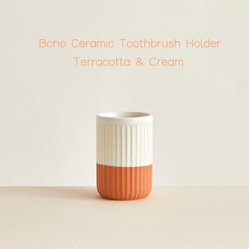 Elegant Two-Tone Ceramic Toothbrush and Organizer Holder