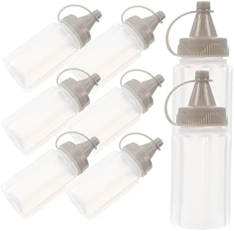 NAMOARLY 8pcs Kitchen Condiment Squeeze Bottles Set Transparent Plastic Sauce Dispenser