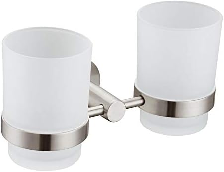 Double Toothbrush Holder Stainless Steel Wall-Mounted Organizer for Bathrooms