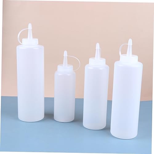 GRIRIW Condiment Squeeze Bottles 4 Pack for Salad Dressing and Seasonings