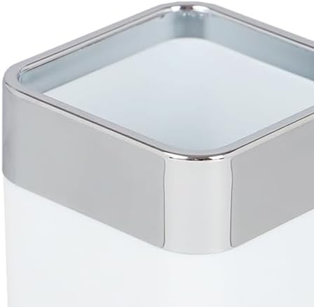 Stylish 10 oz Square Matte White with Chrome Trim Resistant Plastic Bathroom Cup
