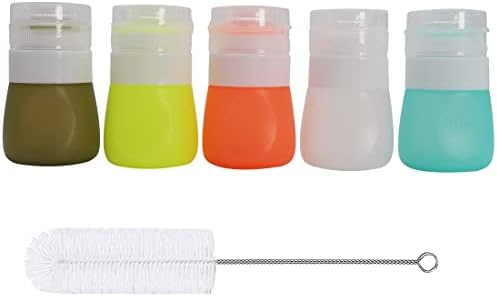 5-Pack 13oz Silicone Salad Dressing Bottles with Cleaning Brush