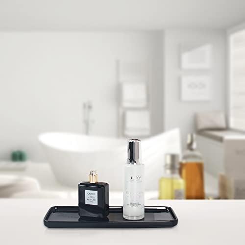Floatant Small Black Ceramic Vanity Tray for Bathroom Bedroom Large