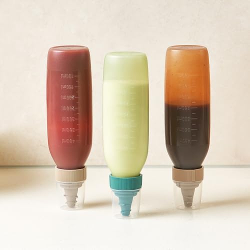 16 oz Squeeze Bottle with 3 Nozzles for Sauces More