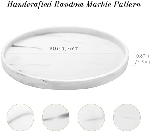 Luxspire Round Vanity Tray Marble White