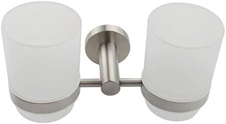 Double Toothbrush Holder Stainless Steel Wall-Mounted Organizer for Bathrooms