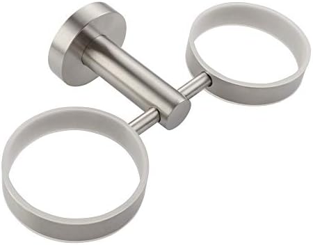 Double Toothbrush Holder Stainless Steel Wall-Mounted Organizer for Bathrooms
