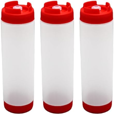 EMVANV 3-Pack 16oz Squeeze Bottles for Sauces Red