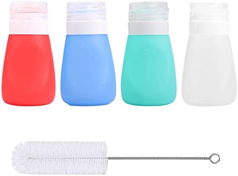 Timiuu Squeeze Salad Dressing Bottles Set of 4 Travel-Friendly BPA-Free