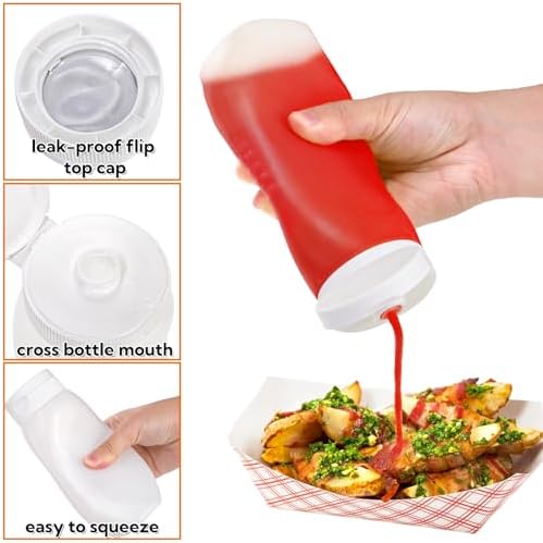 Sleek Expandable Condiment Squeeze Bottles with Flip TopLabels for Kitchen Use