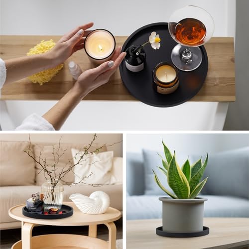 NiHome Thickened Silicone Vanity Organizer Tray Black