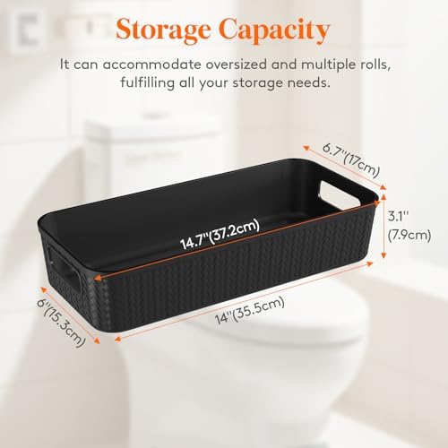 Lifewit Black Toilet Paper Basket with Handle