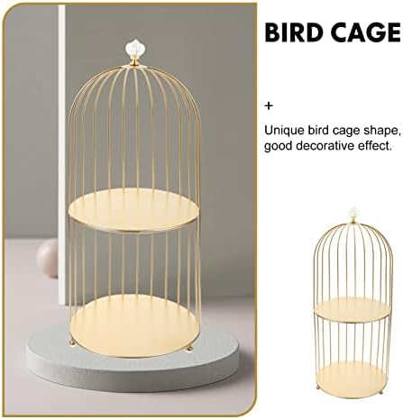 Hemoton 2-Tier Metal Bird Cage Cosmetic Organizer