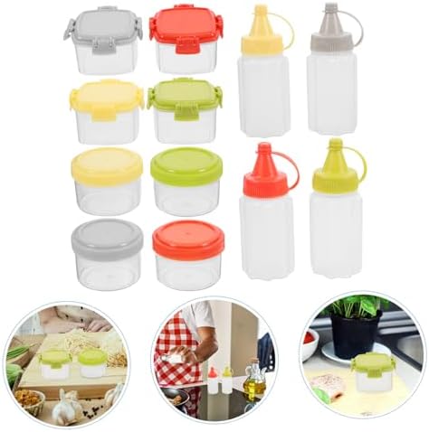 KICHOUSE 12-Piece Transparent Mini Squeeze Condiment Bottles Set With