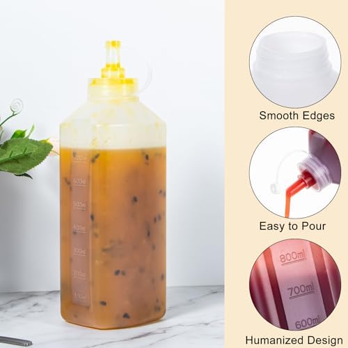 Uceoo 27 Ounce Squeeze Condiment Bottles with Cap Lids