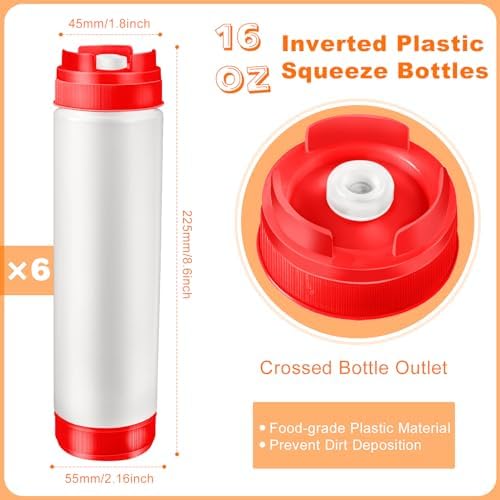 CHIVENIDO 6PCS 16oz Condiment Squeeze Bottles