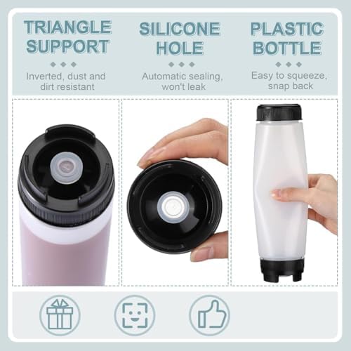6 Pcs 16 Oz Condiment Squeeze Bottles Inverted Leak Proof