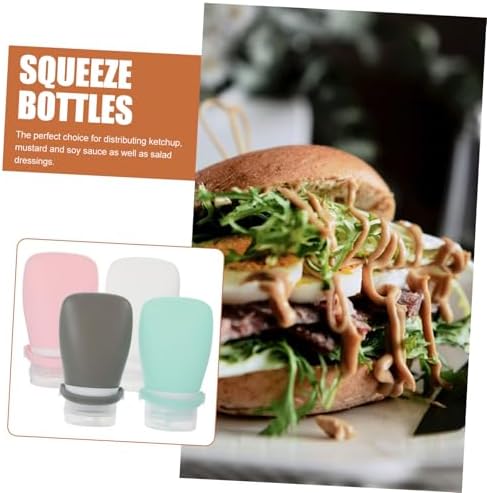 4 Piece Leak-Proof Squeeze Condiment Bottles Set Perfect for Cooking Entertaining