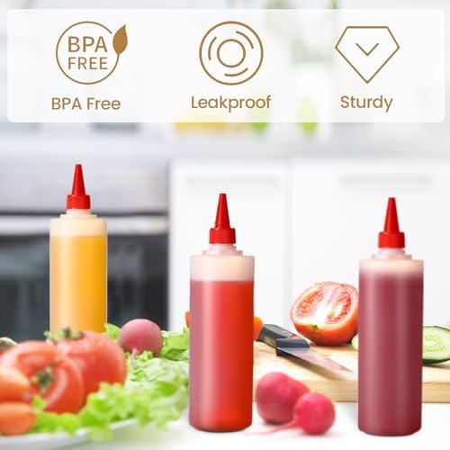 Irenare 30-Piece Plastic Condiment Squeeze Bottles