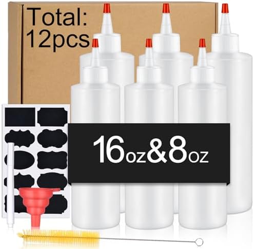 12PCS Squeeze Bottle Set - Protein Shaker restaurants for condiment dispenser