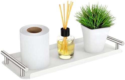 Stylish Handled Stainless Steel Toilet Tank Tray With Storage White Silver Option