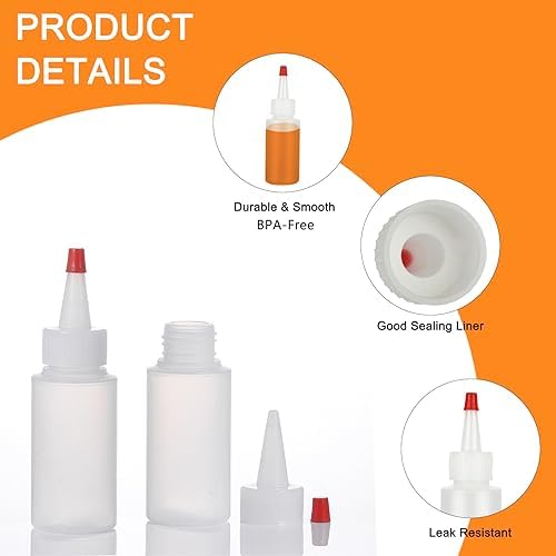 Acrux750-Pack 2 oz Plastic Condiment Squeeze Bottles Durable Leak-Proof
