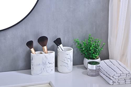 Rzoeox Premium Marble Bath Tumbler Cup Resin with White Marble Look