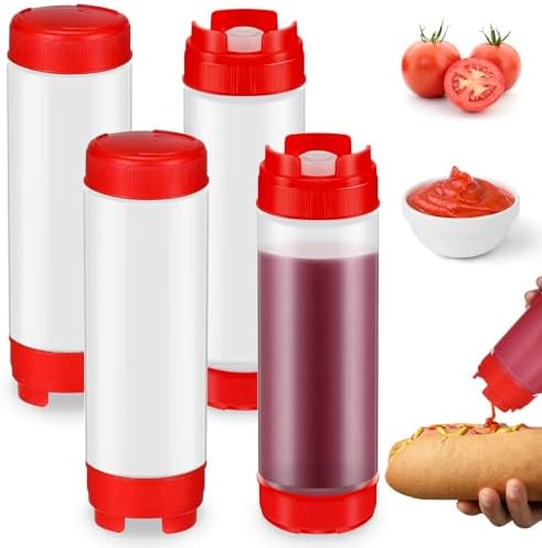 4-Piece Red Squeeze Bottles