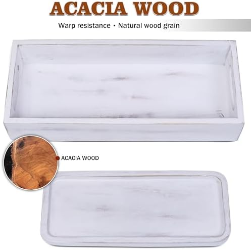 Demigo Bathroom Tray Set of 2 Acacia Wood Decor Organizer