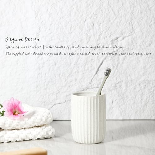 Elegant Design Speckled Matte White Ceramic Toothbrush Holder