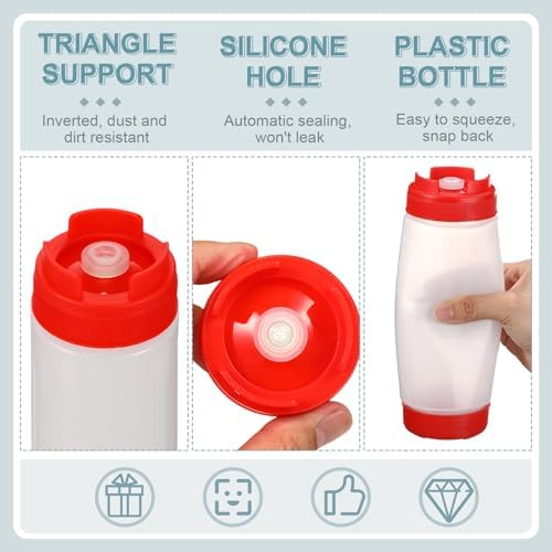 4-Piece Red Squeeze Bottles