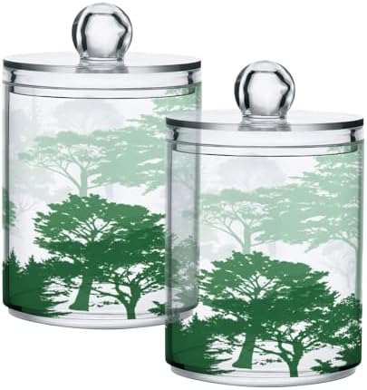 Qilmy 2-Pack Forest Silhouette Pattern Qtip Holder