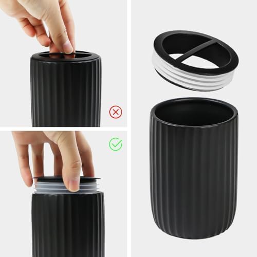 Matte Black Ceramic Toothbrush Holders Set for Bathrooms