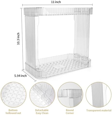 Stackable 2-Tier Bathroom Organizer with clear trays and open design