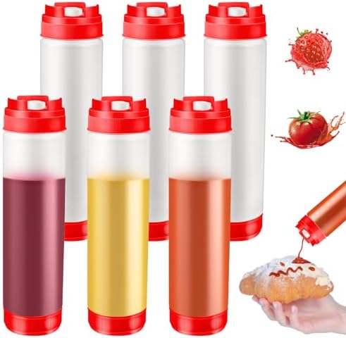 CHIVENIDO 6PCS 16oz Condiment Squeeze Bottles